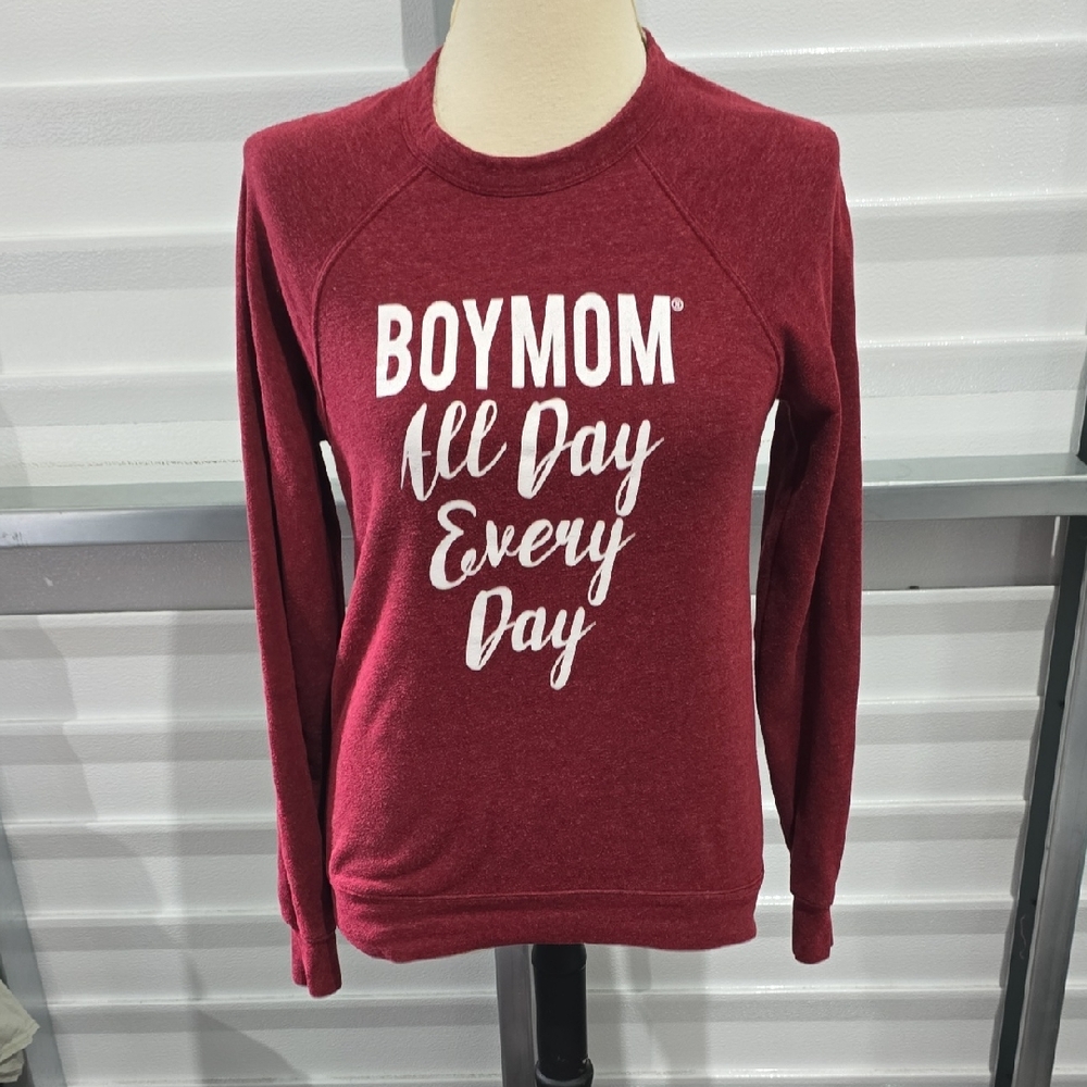 Bella Canvas Maroon Fleece‎ Sweatshirt BOY MOM ALL DAY EVERYDAY
